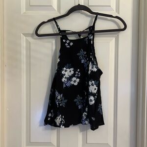 Hollister Flowy Black Floral High Neck Tank Top